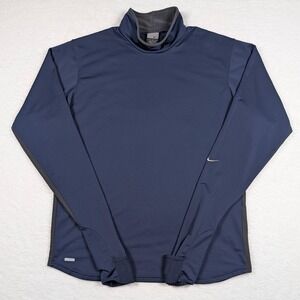 Vintage Nike Dri-FIT Shirt Mens XL Blue Long Sleeve Mock Neck Base Layer Y2K